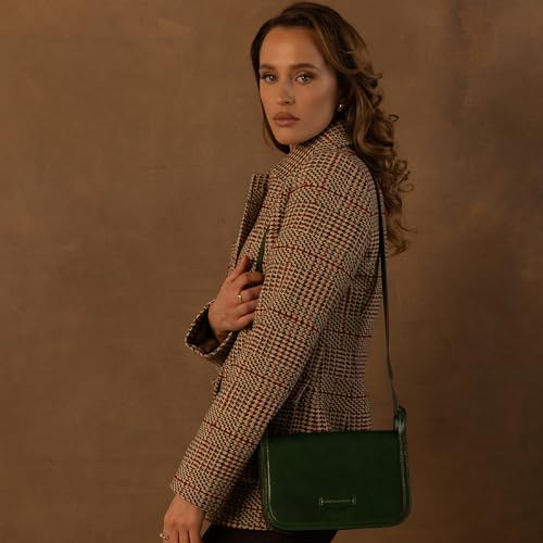 Image of Time Resistance Leather Crossbody Bag - Messenger Bag with Magnetic Closure - Leather Handbag Purse for Women