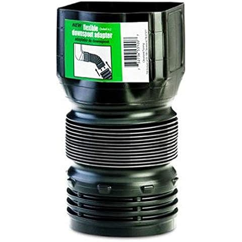Flex-Drain ADP53102 Downspout Adaptor, Landscaping Drain Pipe Adapter 3 by 4 by 4-Inch , Black Cover
