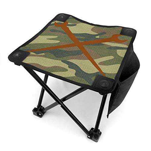 Rong-C Camping Stool, Ironworker Crossed Tools Fishing Travel Outdoor Folding Stool, Portable Stool for Camping Walking Hunting Hiking Picnic Garden BBQ