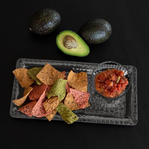 Monarch Abode Decorative Tray – 16-Inch Hand Hammered Dark Grey Metal Bathroom Tray Countertop, Vanity Trays Organizer, Perfume Plate for Dresser, Kitchen Countertop Large Fruit Platter, Pack of 2