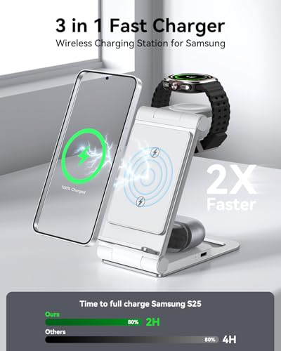 Image of Wireless Charger for Samsung 3 in 1 Wireless Charging Station Stand