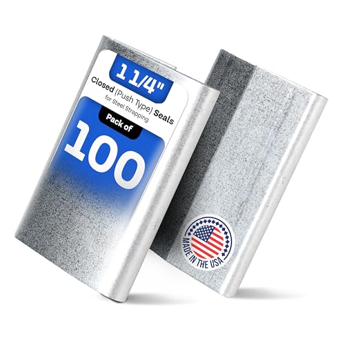 Image of IDL Packaging 1 1 /4 inch Closed (Push Type) Seals for Steel Strapping, Pack of 100 - USA-Made Sturdy Metal Clips for Securing Heavy Load Packaging - Superior Holding Power for Steel Banding Jobs