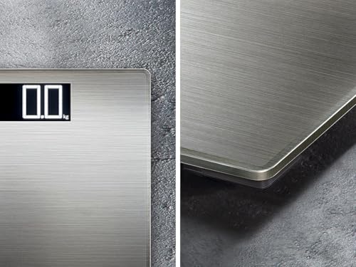 Soehnle Style Sense Safe 300 Personen Digitalwaage mit extragroßer LCD-Anzeige, flache Personenwaage mit Anti-Fingerprint-Beschichtung, Waage aus Edelstahl