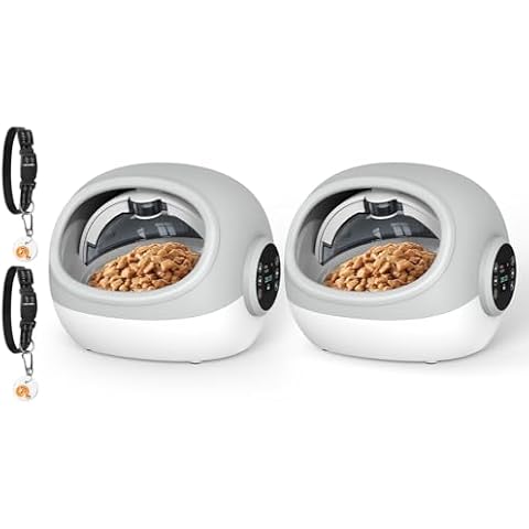 Lesotc 2PC RFID Automatic Cat Feeder,Microchip Pet Feeder, Auto Cat Feeder with Collar, Automatic Pet Feeder - Prevents Food Stealing, Perfect for Prescription Diets, Schedules Meals for Multiple Cats Cover