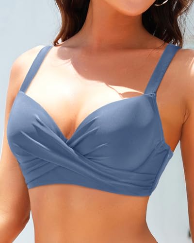 Image of Aqua Eve Women Underwire Bikini Top - Push Up Swimsuit Top Bra Padded Bathing Suit 2026 Twist Front Swimwear