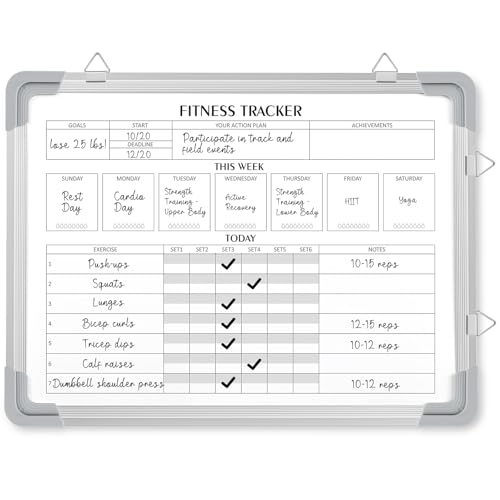 Lincia 16 x 12 Inch Fitness Tracker Whiteboard Workout...