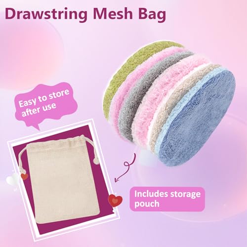 LOPHE Discos Desmaquillantes Reutilizables, Almohadillas Desmaquillantes Lavable, 6 Unidades + Bolsa De Lavandería, Natural Fiber, Doble Cara Suave, Limpieza Facial Para Todo Tipo De Piel (Redondo) - imagen 5