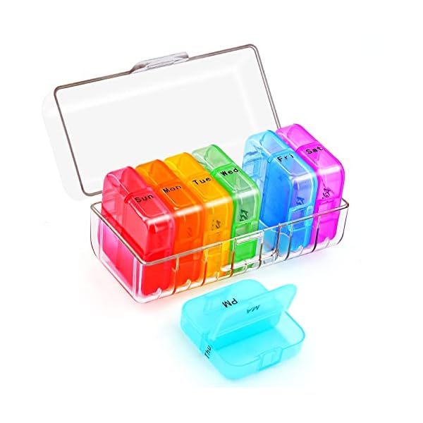Pill Box Organiser 7 Day One Time a Day Pill Dispenser Storage Case for Medication