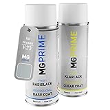 MG PRIME Peinture voiture Bombes aérosols pour Nissan K23 Brilliant Silver Metallic/Gris Argent Metallic Peinture de base vernis clair aérosol 400ml