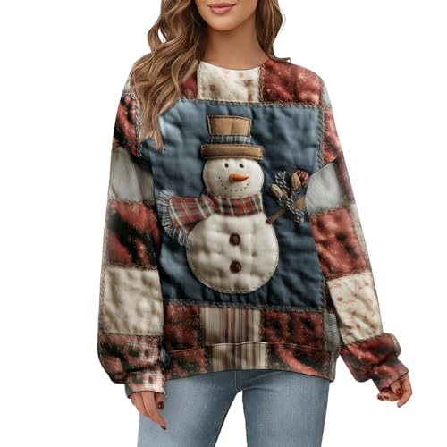 Women's Gift Idea Sweatshirt, Vintage Snowman Christmas, Oversized Crewneck Pullover,