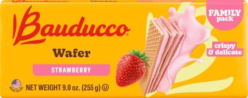 Bauducco Strawberry Waffles - Crispy Waffle Cookies with 3 Delicious, Pampering, Decadent Layers of Strawberry Cream - Delicious Sweet Snack or Dessert - 9 oz (Pack of 1)