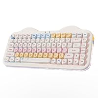 YUNZII C75 Wireless Mechanical Keyboard,75% Layout, Hot-Swappable NKRO,BT5.0/2.4G/USB-C Mode,Dye-Sub PBT MOA Keycaps,RGB Gasket Mount,Cute Cake Design for Mac/Win/Gaming (Beige, Candy Switch)