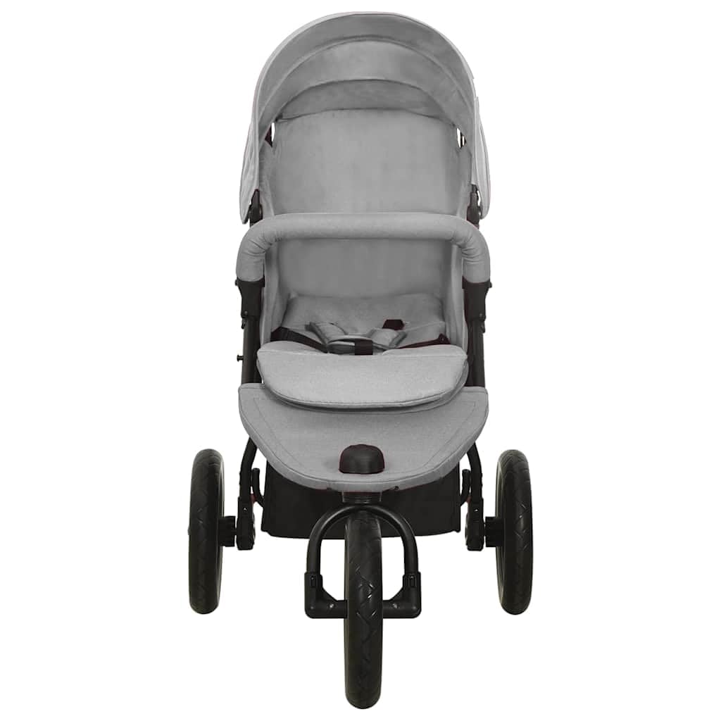 Poussette 3 Roues, Poussette Tout-terrain Campagne de Jogging Pliable pour bébé Gris clair Acier