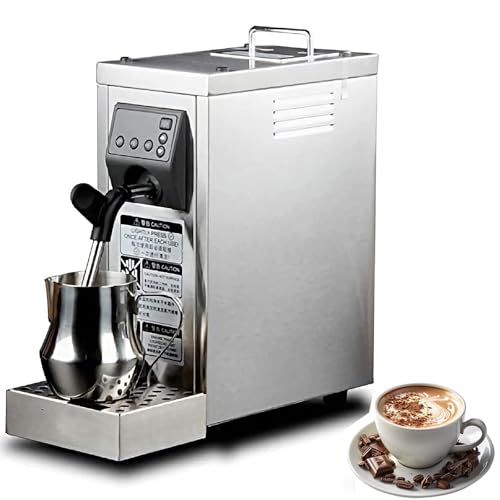 Espumador eléctrico de leche con control digital, detector de nivel de agua, boquilla desmontable, acero inoxidable 304 para uso en cafetería y restaurante