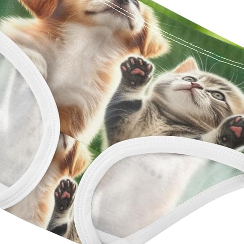 Cute Playful Puppy Kitten Girl Panties Cute Girls Underwear Toddlers Cotton Flower Undies Kids Briefs 2t4