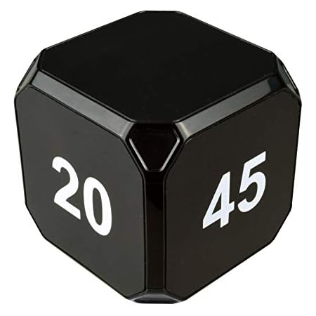 TimeCube Plus Preset Timer with 4 LED Light Alarm for Time Management, and Countdown Settings (Black - 2,10,20,45 min)