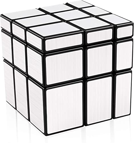 SYOSI Mirror Rubiks Cube 3x3x3 Speed Cube Mirror Blocks Cube Different Shapes Silver 57mm