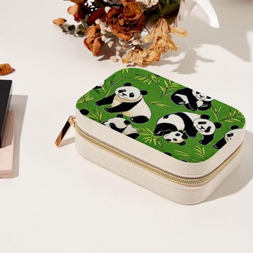 Boîte à bijoux panda vert grand format avec rangements bagues et colliers - 8