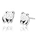 Pendientes de tuerca de plata de ley 925 hipoalergénicos para niñas, diseño de oso panda
