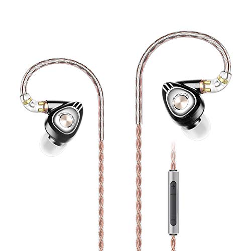 SIMGOT EM1 High-Res in-Ear Monitor Headphones, Noise-Isolating IEM Earphones with Dynamic Driver, Design HiFi Earbuds with Detachable Cable, High Fidelity HiFi Headset with Microphone (Black)