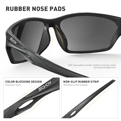 SCVCN Polarized Sunglasses Sports Glasses UV400 Protection for Men Women Cycling MTB Fishing Running Driving Baseball Softball Golf Outdoor Accessories 03 black — view 4