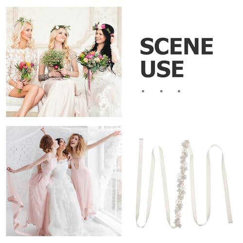 LOGOFUN Sparkly Rhinestone Pearl Wedding Belt with Adjustable Crystal Sash for Bride Dress Waist Women Gowns4