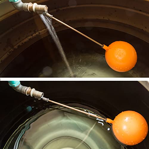 Gasher 2Pcs 1/2" 304 Stainless Steel Float Ball Valve With 1/2"G Female X 1/2"Npt Male Adapter, Dn15 Adjustable Water Tank Float Ball Valve For Stock Tank Pool Water Level Control #TOP7