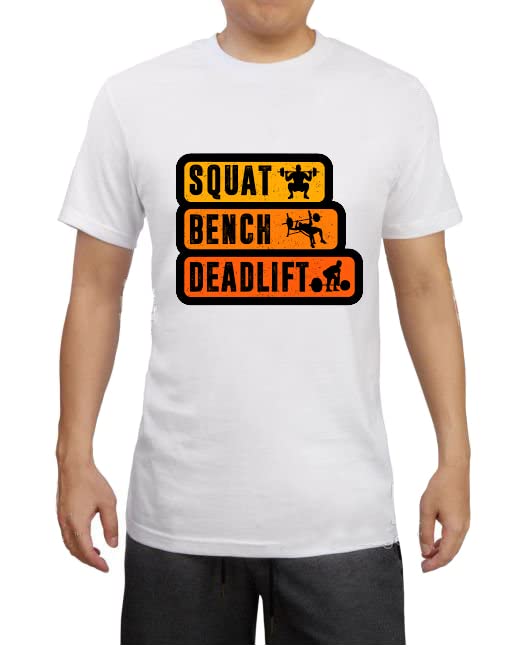 URBAN PENDUPowerlifter Text Printed Gym Wear Men (White) Regular Size