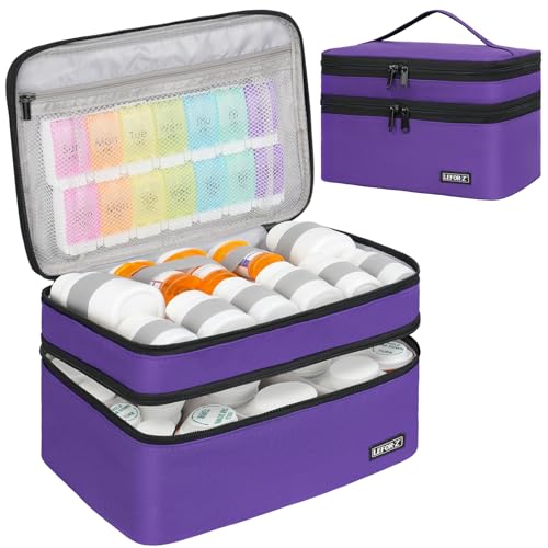 LEFOR·Z Medicine Storage Bag,Double Layers Pill Bottle Organizer Bag Empty