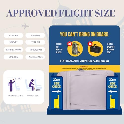 Ryanair Cabin Bags 40x20x25 Under Seat Travel Backpack for Airplanes Small Hand Luggage Bag Multiple Pockets Comfort Travel Bag 20L Cabin Size Rucksack for Men and Women, Purple - View 4