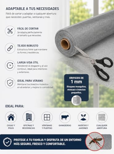 Miniatura 3 de Tela Mosquitera Para Puerta Y Ventana, Malla Mosquitera De Aluminio 120 X 200 Cm