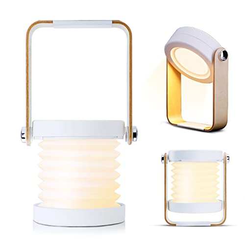 Alioth Touch Night Light Lamp, USB Rechargeable Desk Lights, 360° Rotatable Portable Foldable Lantern Lamp LED Light for Reading, Camping and Bedroom(Wood)