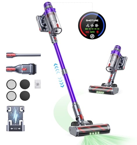 VAC02 Aspiradora sin Cable 550W/45KPA/60 Min, Modo Automático, Cepillo Antienredos y Luz Verde, Aspirador Potente Vertical, Pantalla Táctil LED Inteligent, Función de Fragancia, Carga en Pared