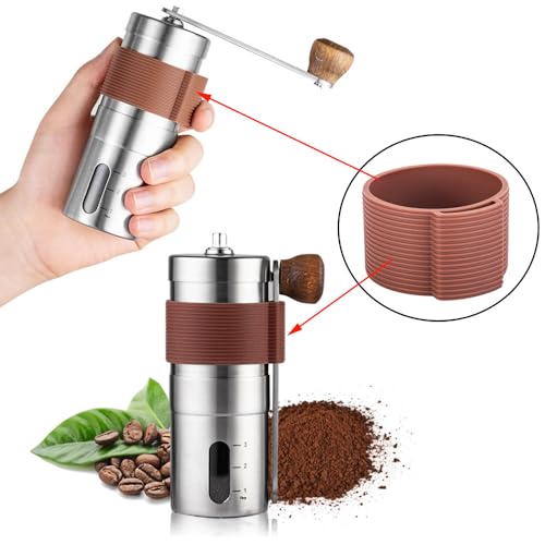 NentMent Manual Coffee Grinder Burr Hand Crank Holder Hanging Clip Storage Organizer Sleeve Case Silicone Cover for Portable Stainless Steel Coffee Bean Cranked Grinders Mill Machine