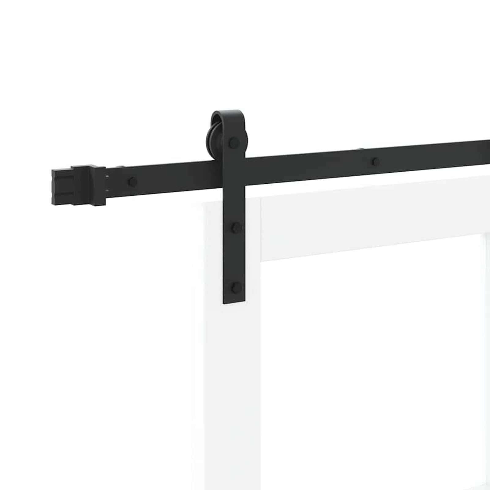 Drzwi przesuwne ORKDAL 152,5 x 202 cm z litego drewna sosnowego i szkła, białe – ciche elementy przesuwne, w zestawie szyna i akcesoria do sypialni i salonu