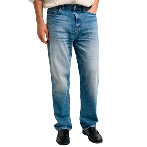 Gant Para Hombre. 1000416 Jeans Straight Fit Azul (31/32), Casual, AlgodóN, Denim
