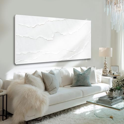 WINKAILIN White Abstract Textured Canvas