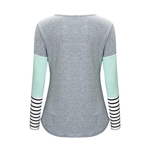 Nursing Shirt Color Block Striped Maternity Tops For Breastfeeding T-Shirt M #TOP2