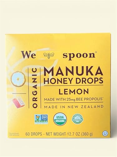 Manuka Honey Drops, Lemon Flavor, 25mg Bee Propolis, USDA Organic,