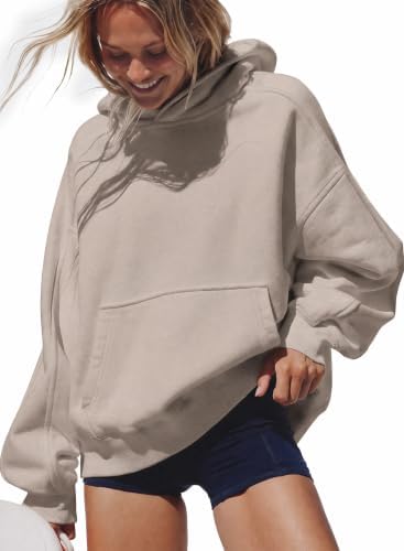 Niceif Womens Oversized Hoodies Pullover Casual Sweatshirts Coffee Grey XL