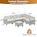 Legend Vansen Modular Sectional Sofa,7 Seat Comfy Sectional Couch with Storage Space, Curved Armrests,Memory Foam,Convertible U Shaped Sofa Couch for Living Room,Apartment (Cream, Sofa Type-4)