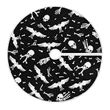 Flying Bones Design - Faldas de árbol de Halloween para árboles delgados, tapete decorativo redondo pequeño para fiestas, árboles delgados, rústico, 4 pies de Navidad