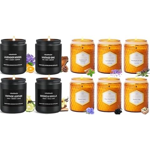 6 Pack Candles for Home Scented & 4 Pack Mens Candles Gifts for Men Cover