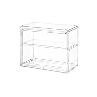 BOHOIDEE 2 Tiers Clear Display Case for Figures, Acrylic Storage Organizers Box with Magnetic Door, Wall-Mounted Dustproof Showcase for Collectibles Action Figure