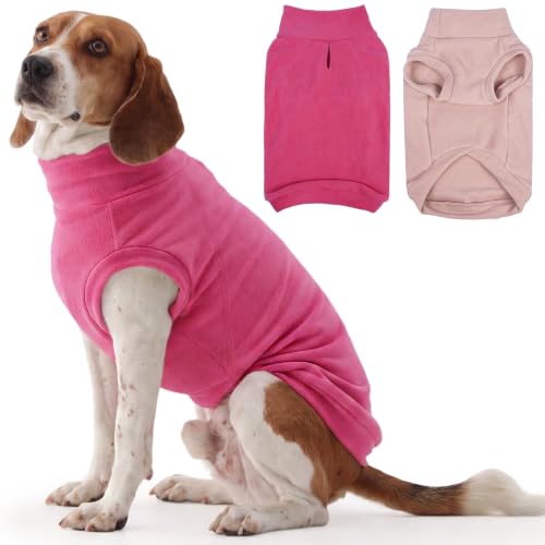 IECOii 2 Pack 2XL Fleece Dog Vest Pullover for Medium Dogs with Leash Hole