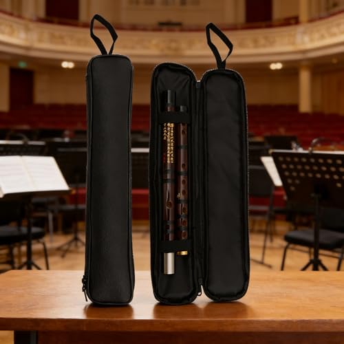 Booda Brand Bamboo Flute Case, Portable Musical Instrument Storage Bag with Zipper and Carry Handle, Protective Carrying Case for Flutes and Wind Instruments