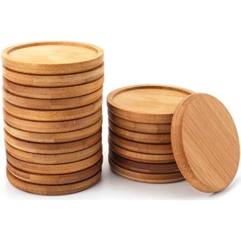 Lawei 20 Pack Bamboo Plant Saucers Cover