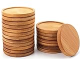 Lawei 20 Pack Bamboo Plant Saucers - 3.34 Inch Round Plant Succulent Pot Tray for Succulent Plant Flower Pot Holding Drainage Water