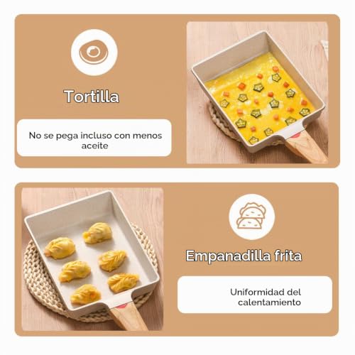 Miniatura 6 de Rectangular Sartén Para Huevos, Sartén Antiadherente Tamagoyaki, Sartén Japonesa Para Tortillassartén Rectangular, Sartén Japonesa Antiadherente Para Tortillas, Sartén Cuadrada Tortilla, Para Saltear