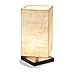 ZEEFO Simple Table Lamp Bedside Desk Lamp with Fabric Shade and Solid Wood for Bedroom, Dresser, Living Room, Baby Room, College Dorm, Coffee Table, Bookcase (Square)